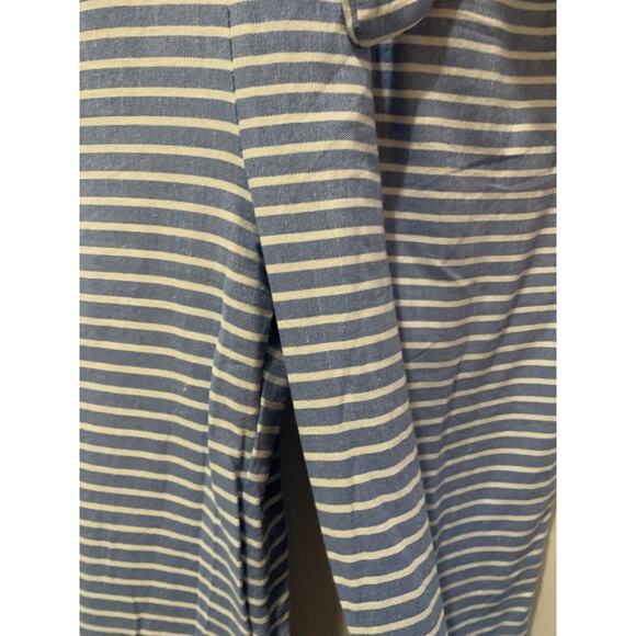 OC Order Plus Linen Jumpsuit Wide Leg Pantsuit Romper Blue Striped Beach Boho L‎ - Picture 2 of 16